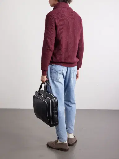 Brunello Cucinelli Shawl-Collar Ribbed Cotton Cardigan - Men | Thumbnail 4
