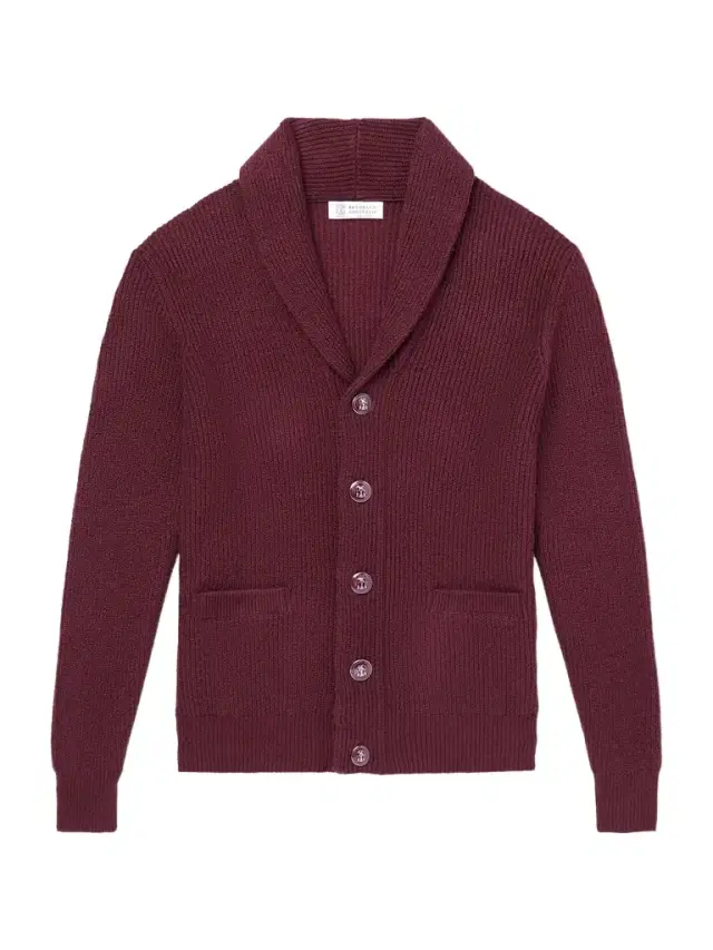 Shawl-Collar Ribbed Cotton Cardigan - Men