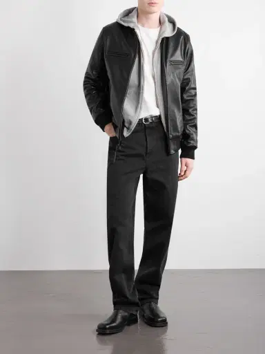 Golden Bear The Ridgewood Knit Trimmed Leather Bomber Jacket - Men | Thumbnail 2