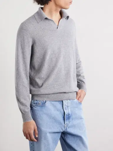 Brunello Cucinelli Cashmere Polo Shirt - Men | Thumbnail 3