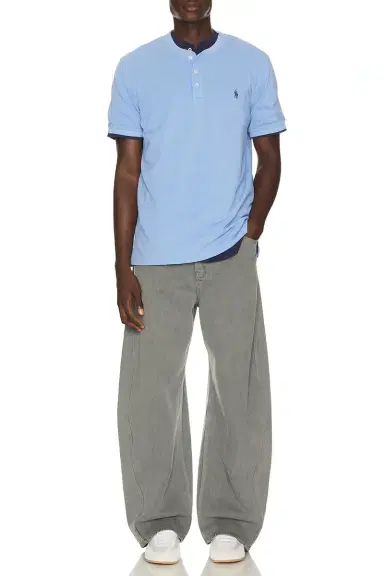 Polo Ralph Lauren Short Sleeve Garment Dyed Featherweight Mesh Henley T-Shirt | Thumbnail 3
