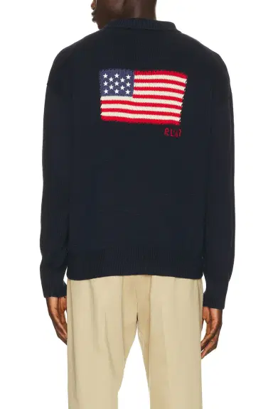 Polo Ralph Lauren Cotton Blend Novelty Flag 4-Button Placket Pullover Sweater | Thumbnail 1