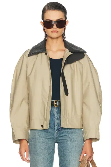 Bottega Veneta Leather Trim Jacket | Thumbnail 1 Bottega Veneta Leather Trim Jacket | Thumbnail 1