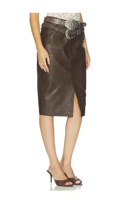 Markgong Faux Leather Pencil Skirt With Detachable Belts | Thumbnail 2