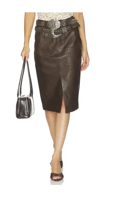 Markgong Faux Leather Pencil Skirt With Detachable Belts | Thumbnail 1