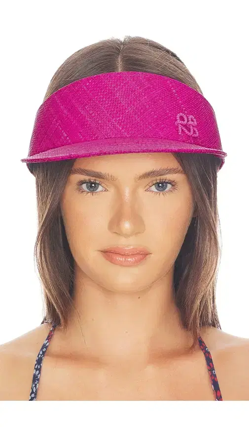 Ruslan Baginskiy Monogram-embellished Straw Visor Hat