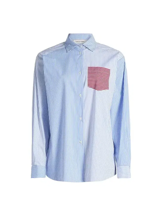 Solid & Striped Women's The Avril Stripe Button-Front Shirt - Colorblock Marina