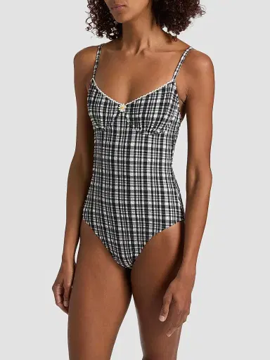 Solid & Striped Women's The Taylor Plaid Seersucker One-Piece Swimsuit - Noir - Size XS | Thumbnail 4 Solid & Striped Women's The Taylor Plaid Seersucker One-Piece Swimsuit - Noir - Size XS | Thumbnail 4