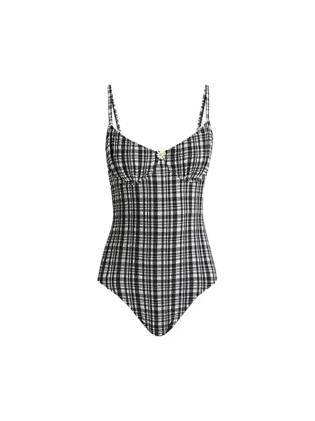 Solid & Striped Women's The Taylor Plaid Seersucker One-Piece Swimsuit - Noir