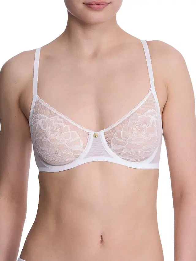 Natori Women's Flora Unlined Lace Balconette Underwire Bra - White