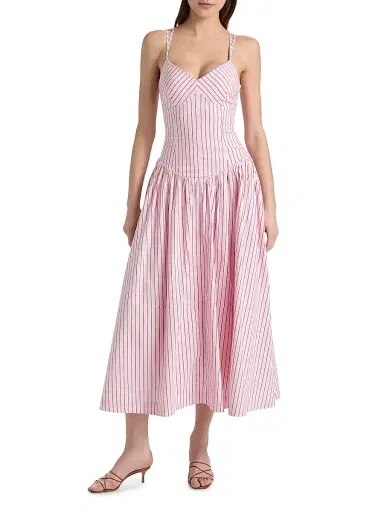 Cinq à Sept Women's Dagna Striped Cotton-Blend Midi-Dress - Cotton Candy Crimson Plum - Size 16 | Thumbnail 3 Cinq à Sept Women's Dagna Striped Cotton-Blend Midi-Dress - Cotton Candy Crimson Plum - Size 16 | Thumbnail 3
