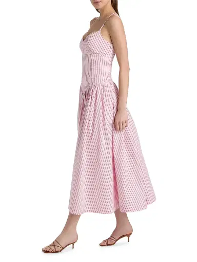 Cinq à Sept Women's Dagna Striped Cotton-Blend Midi-Dress - Cotton Candy Crimson Plum - Size 16 | Thumbnail 4 Cinq à Sept Women's Dagna Striped Cotton-Blend Midi-Dress - Cotton Candy Crimson Plum - Size 16 | Thumbnail 4