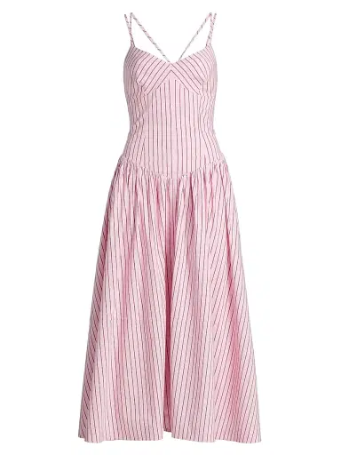 Cinq à Sept Women's Dagna Striped Cotton-Blend Midi-Dress - Cotton Candy Crimson Plum - Size 16 | Thumbnail 1 Cinq à Sept Women's Dagna Striped Cotton-Blend Midi-Dress - Cotton Candy Crimson Plum - Size 16 | Thumbnail 1