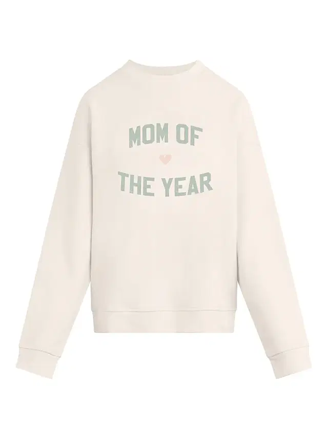 Women's The Mom of the Year Graphic Cotton-Blend Sweatshirt - Gardenia Light Sage