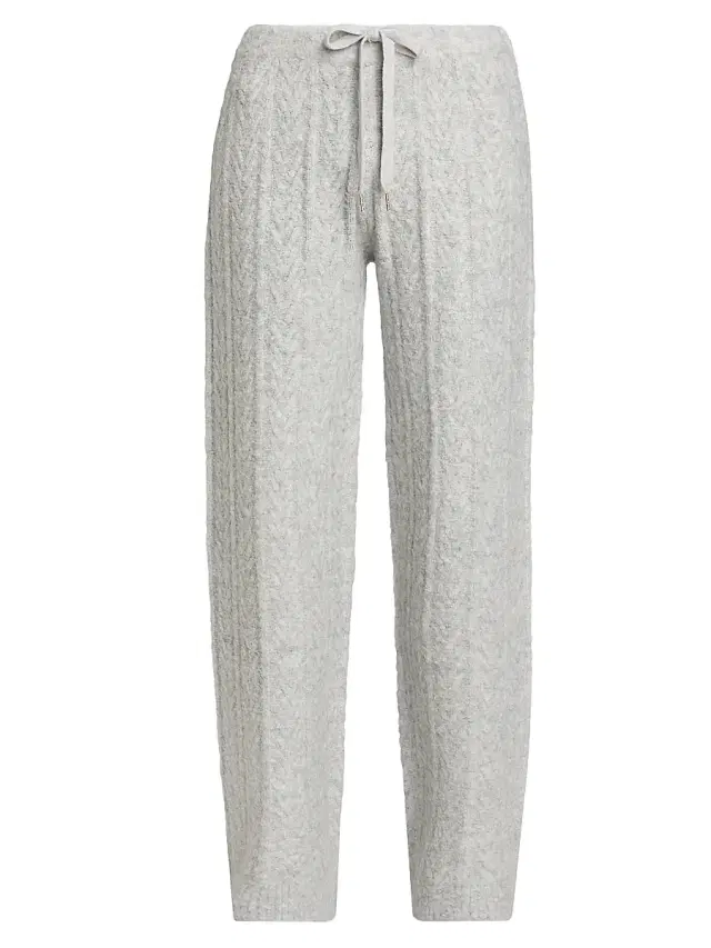 Stellae Dux Women's Cable-Knit Drawstring Sweatpants - Heather Grey