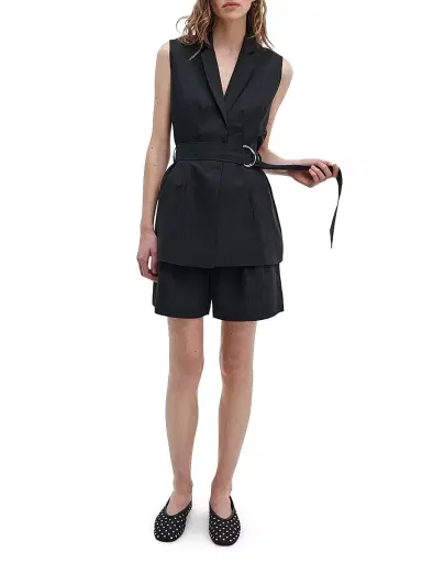 rag & bone Women's Mandi Belted Tailored Vest - Black - Size XL | Thumbnail 2