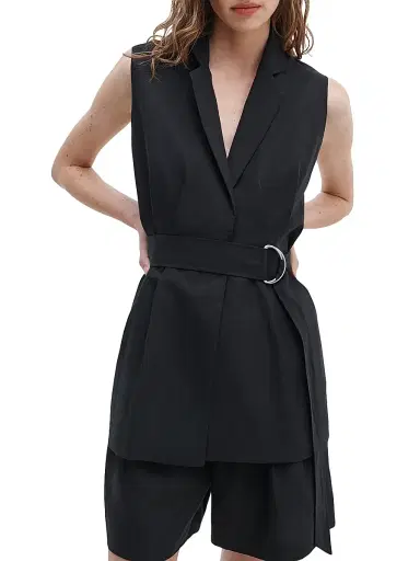 rag & bone Women's Mandi Belted Tailored Vest - Black - Size XL | Thumbnail 3