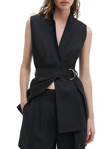 rag & bone Women's Mandi Belted Tailored Vest - Black - Size XL | Thumbnail 4