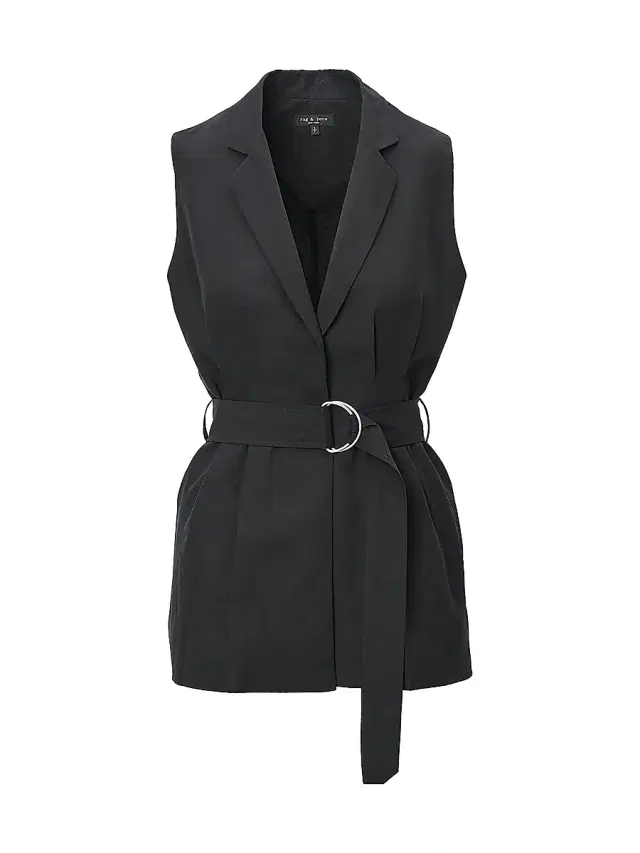 rag & bone Women's Mandi Belted Tailored Vest - Black