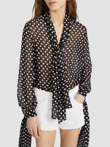 Frame Women's The Nouvelle Polka Dot Silk Blouse - Black Multi - Size XL | Thumbnail 3 Frame Women's The Nouvelle Polka Dot Silk Blouse - Black Multi - Size XL | Thumbnail 3