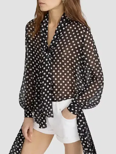 Frame Women's The Nouvelle Polka Dot Silk Blouse - Black Multi - Size XL | Thumbnail 5 Frame Women's The Nouvelle Polka Dot Silk Blouse - Black Multi - Size XL | Thumbnail 5