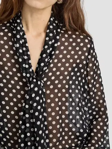 Frame Women's The Nouvelle Polka Dot Silk Blouse - Black Multi - Size XL | Thumbnail 6 Frame Women's The Nouvelle Polka Dot Silk Blouse - Black Multi - Size XL | Thumbnail 6