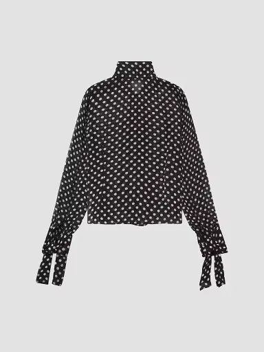 Frame Women's The Nouvelle Polka Dot Silk Blouse - Black Multi - Size XL | Thumbnail 8 Frame Women's The Nouvelle Polka Dot Silk Blouse - Black Multi - Size XL | Thumbnail 8