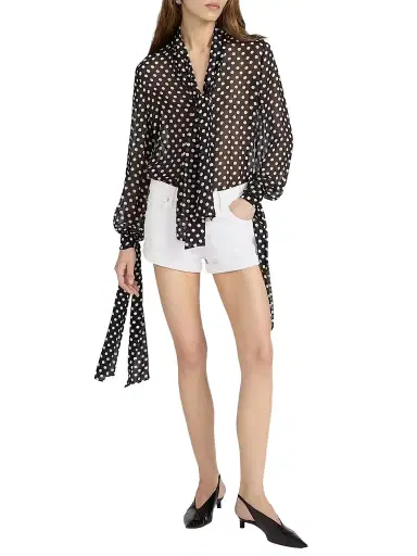 Frame Women's The Nouvelle Polka Dot Silk Blouse - Black Multi - Size XL | Thumbnail 1 Frame Women's The Nouvelle Polka Dot Silk Blouse - Black Multi - Size XL | Thumbnail 1