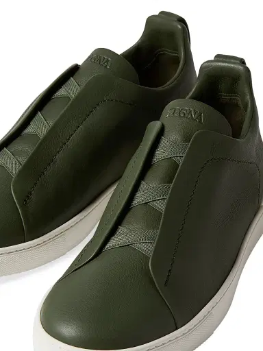 Zegna Men's Secondskin Triple Stitch Sneakers - Pine Green - Size 12 | Thumbnail 5