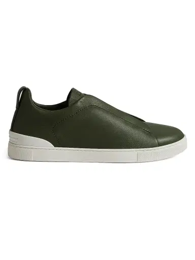 Zegna Men's Secondskin Triple Stitch Sneakers - Pine Green - Size 12 | Thumbnail 1