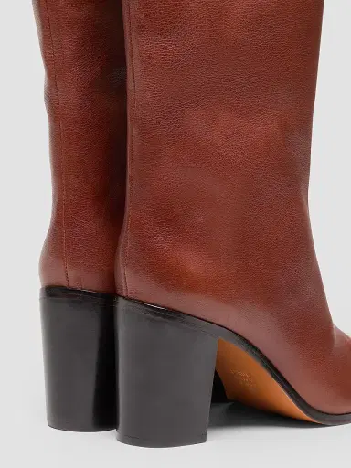 Schutz Women's Maryana 8MM Leather Knee-High Boots - Truffle Brown | Thumbnail 3