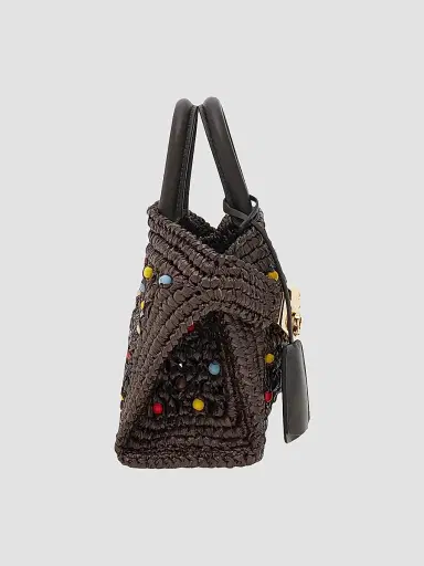 Ferragamo Women's Hug Mini Raffia & Leather Top Handle Bag | Thumbnail 2 Ferragamo Women's Hug Mini Raffia & Leather Top Handle Bag | Thumbnail 2