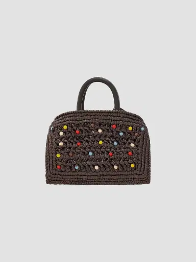 Ferragamo Women's Hug Mini Raffia & Leather Top Handle Bag | Thumbnail 3 Ferragamo Women's Hug Mini Raffia & Leather Top Handle Bag | Thumbnail 3