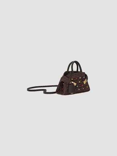 Ferragamo Women's Hug Mini Raffia & Leather Top Handle Bag | Thumbnail 4 Ferragamo Women's Hug Mini Raffia & Leather Top Handle Bag | Thumbnail 4