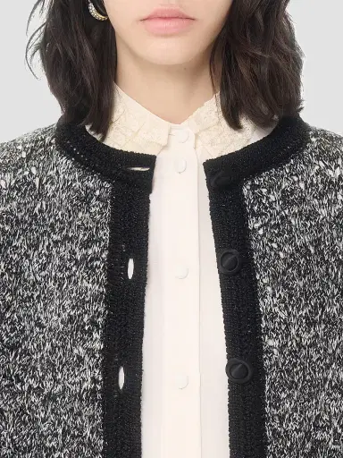 Valentino Garavani Women's Knitted Jacket in Linen and Lurex - Black | Thumbnail 6