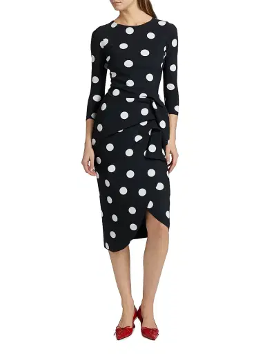 Chiara Boni La Petite Robe Women's Wang Polka Dot Draped Sheath Dress | Thumbnail 2 Chiara Boni La Petite Robe Women's Wang Polka Dot Draped Sheath Dress | Thumbnail 2