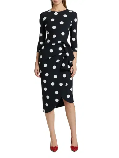 Chiara Boni La Petite Robe Women's Wang Polka Dot Draped Sheath Dress | Thumbnail 3 Chiara Boni La Petite Robe Women's Wang Polka Dot Draped Sheath Dress | Thumbnail 3