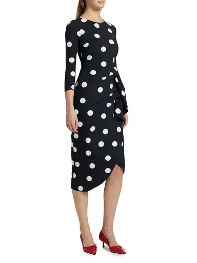 Chiara Boni La Petite Robe Women's Wang Polka Dot Draped Sheath Dress | Thumbnail 4 Chiara Boni La Petite Robe Women's Wang Polka Dot Draped Sheath Dress | Thumbnail 4