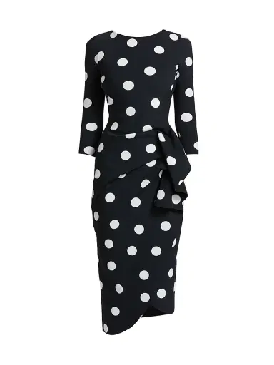 Chiara Boni La Petite Robe Women's Wang Polka Dot Draped Sheath Dress | Thumbnail 1 Chiara Boni La Petite Robe Women's Wang Polka Dot Draped Sheath Dress | Thumbnail 1