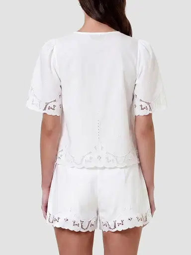 NICHOLAS Women's Isabel Embroidered Tie-Front Cotton Top - | Thumbnail 5