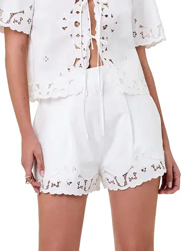 NICHOLAS Women's Irma Lace-Trim Cotton Shorts - | Thumbnail 3 NICHOLAS Women's Irma Lace-Trim Cotton Shorts - | Thumbnail 3