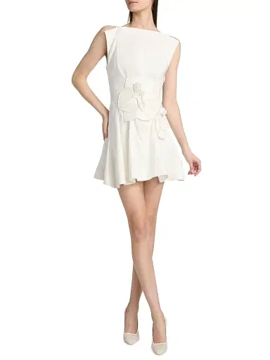 Acler Women's Warra Floral-Appliqué Linen A-Line Minidress - | Thumbnail 2