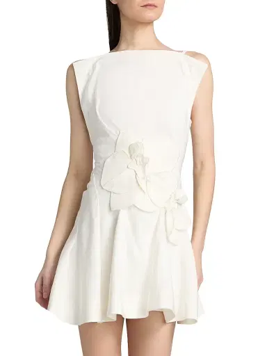 Acler Women's Warra Floral-Appliqué Linen A-Line Minidress - | Thumbnail 3