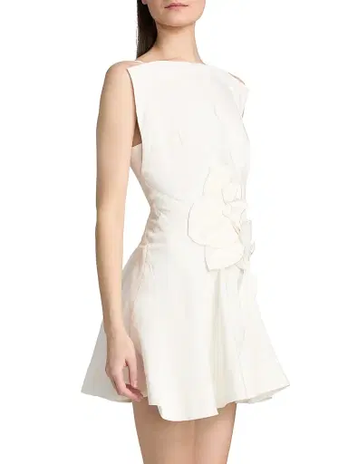 Acler Women's Warra Floral-Appliqué Linen A-Line Minidress - | Thumbnail 4