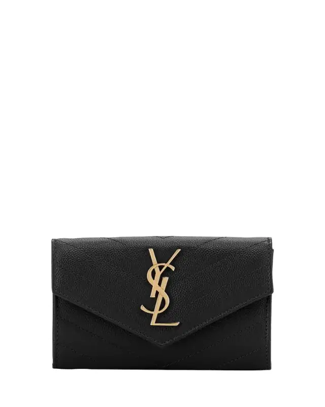 YSL Monogram Small Flap Wallet in Grained Leather