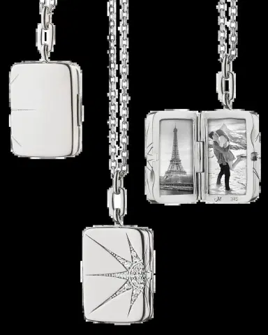 Monica Rich Kosann Rectangular Locket with White Sapphires in Elongated Star Design | Thumbnail 2