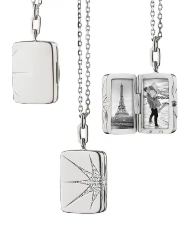 Monica Rich Kosann Rectangular Locket with White Sapphires in Elongated Star Design | Thumbnail 1