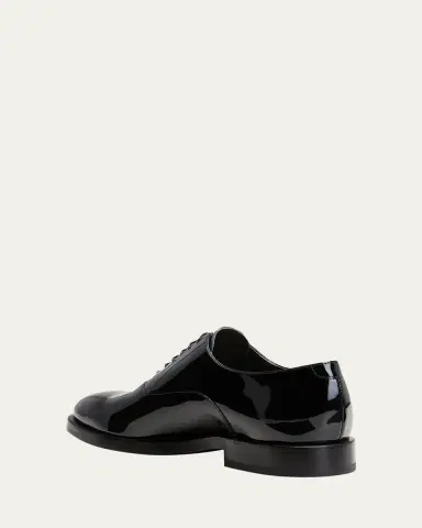 Brunello Cucinelli Men's Patent Leather Tuxedo Oxford Shoes | Thumbnail 2