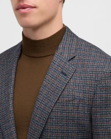 Giorgio Armani Men's Wool-Cashmere Plaid Sport Coat | Thumbnail 4 Giorgio Armani Men's Wool-Cashmere Plaid Sport Coat | Thumbnail 4