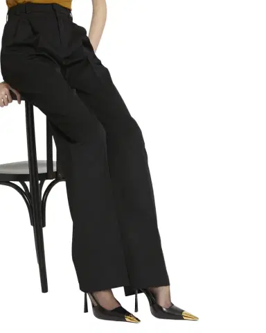 Saint Laurent Jeanne Leather Metallic-Toe Slingback Pumps | Thumbnail 1